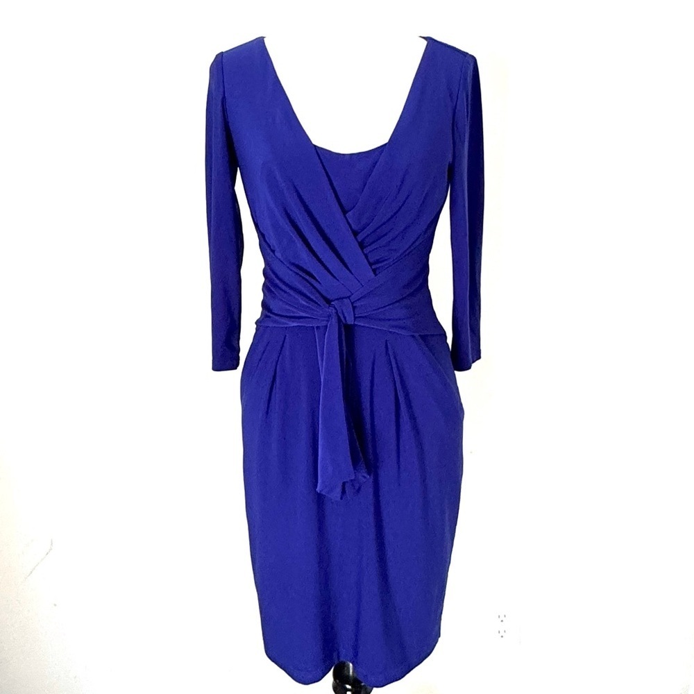 Ralph Lauren Blue Sheath Dress with 3/4 Sleeves